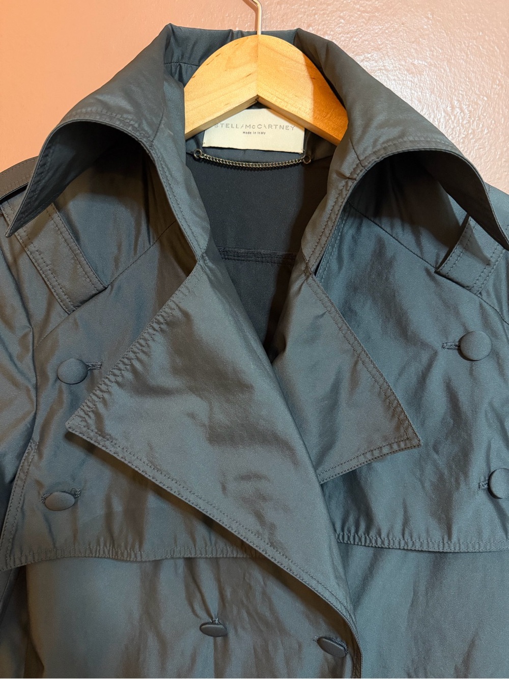 Stella McCartney Women’s Gray Trench Coat IT 42 Button Front Double Breasted